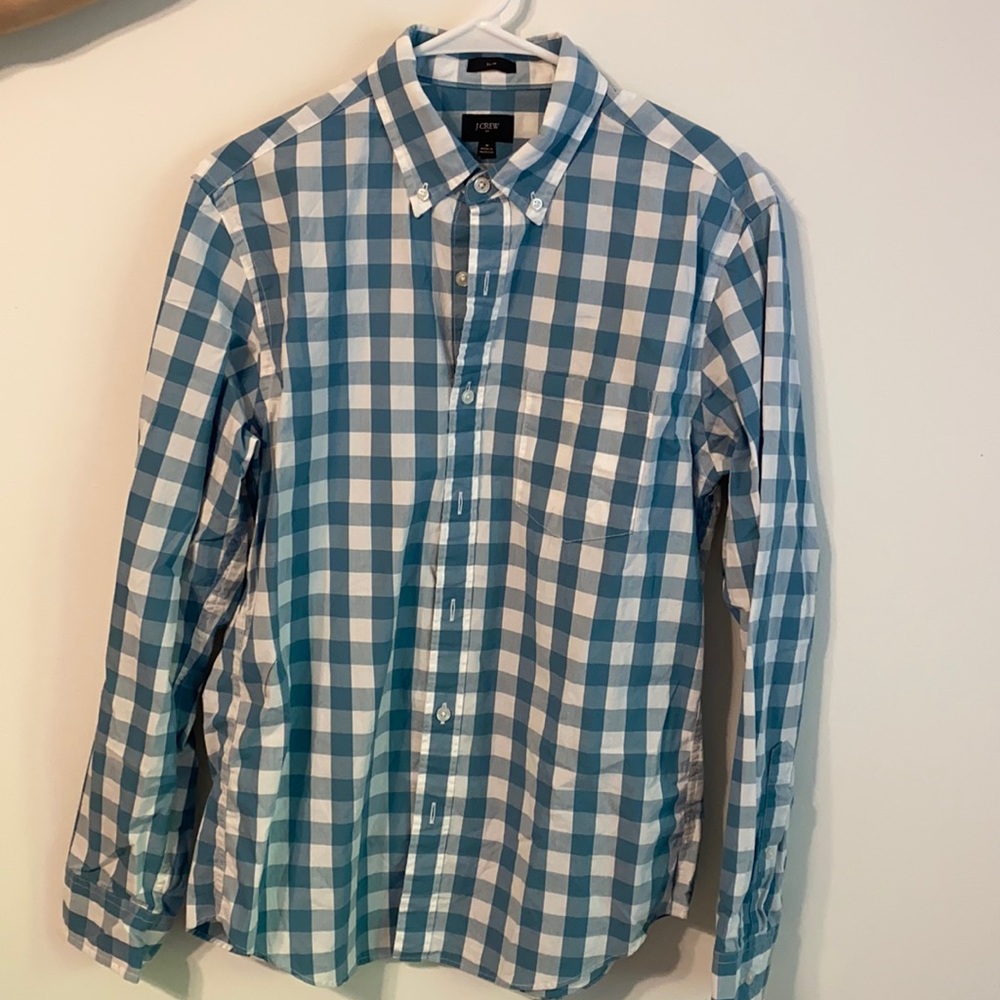 Men’s teal gingham button down
